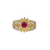 Gold Plated Ruby Flower Ring